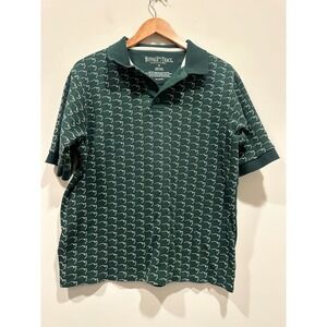 Buffalo Trace Distillery Polo Shirt Green All Over Print Buffalo Logo M